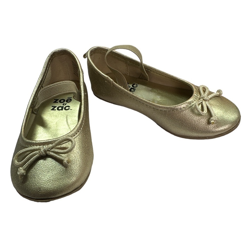 Zoe & Zac Toddler Gold Ballet Flats w/Bow Size 7